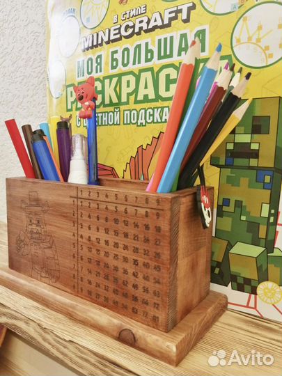 Карандашница деревянная в стиле Minecraft
