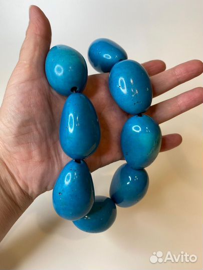 Бусы, чокер из огромных бусин имитация бирюзы