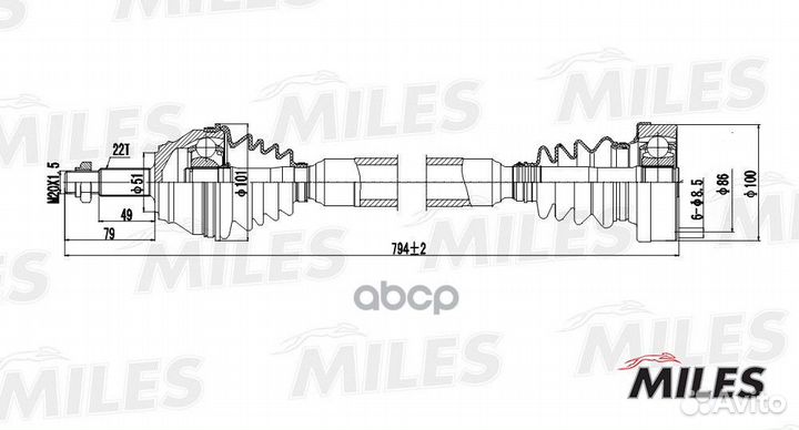 Привод в сборе VW G3/passat 1.8-2.0 88-98 прав