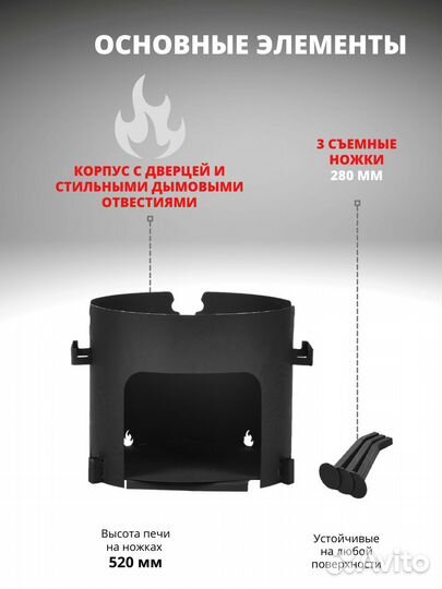 Печь для казана 12л D-360мм