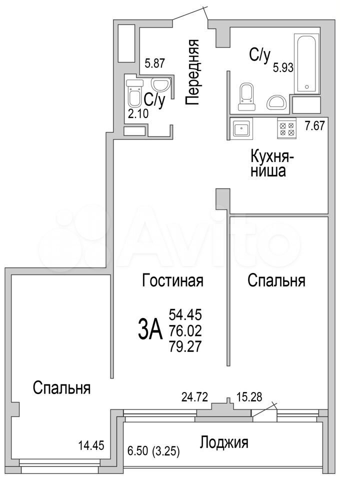 3-к. квартира, 79,3 м², 4/16 эт.