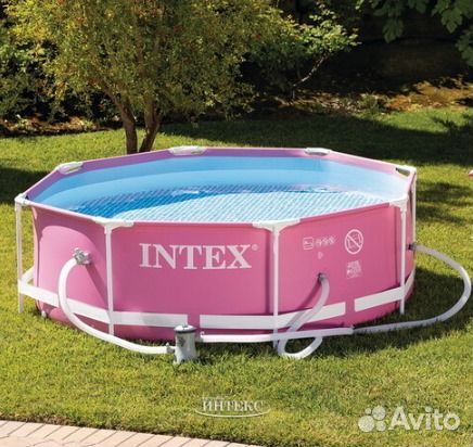 Каркасный бассейн Intex 2,44*0,76 розовый