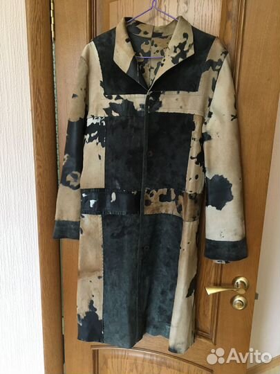 Пальто кожаное меховое пони двухстороннее плащ