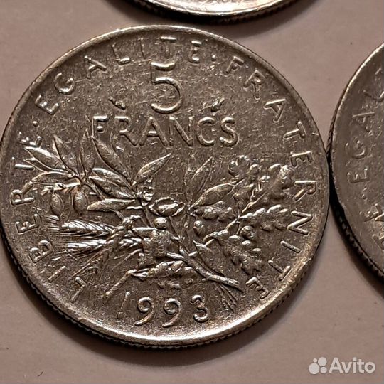 5 Старых Франков. Монета Дубовые листья, олива