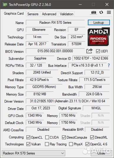 Видеокарта RX 570 8GB