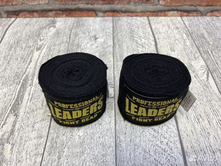 Боксерские бинты Leaders эластичные 3.5м черные