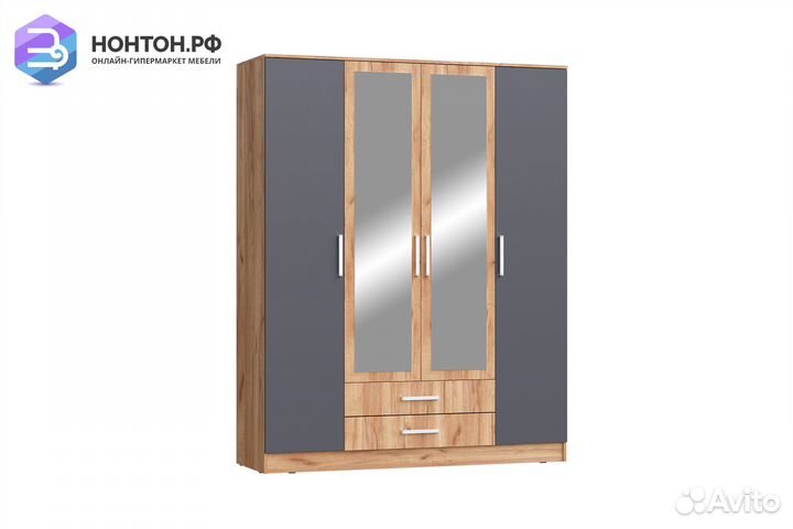 Шкаф Мартина 4-дверный графит / дуб крафт