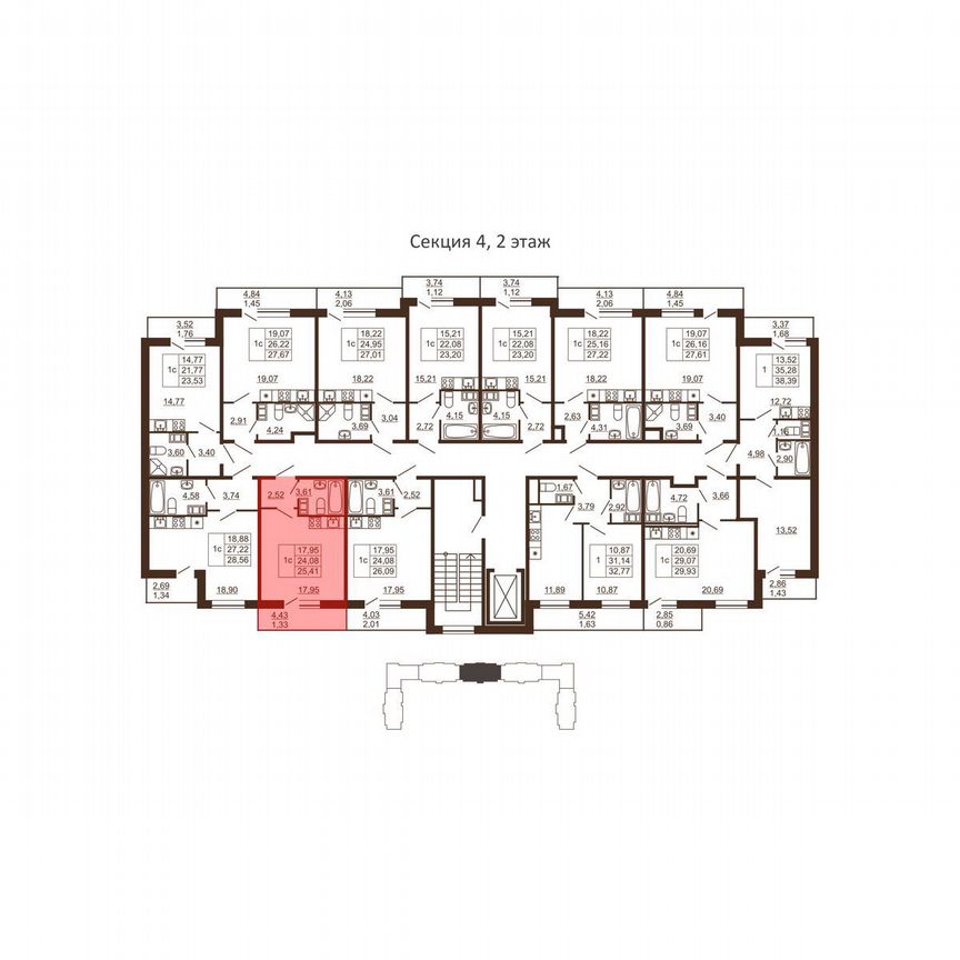 Квартира-студия, 25,4 м², 4/6 эт.