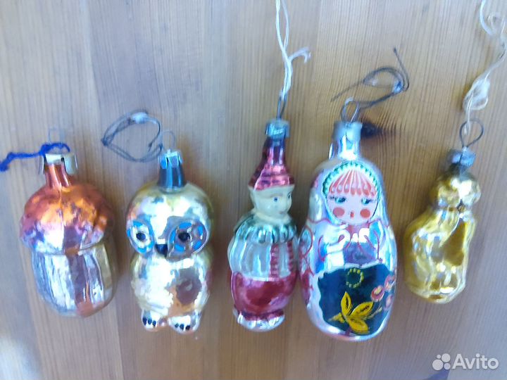 Елочные игрушки стекло СССР 5 шт