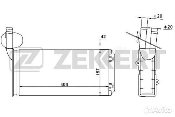Радиатор печки zekkert MK5064 VW Transporter IV 90