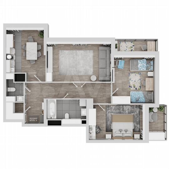 3-к. квартира, 97,7 м², 18/22 эт.