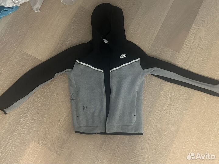 Кофта nike tech fleece черно серая