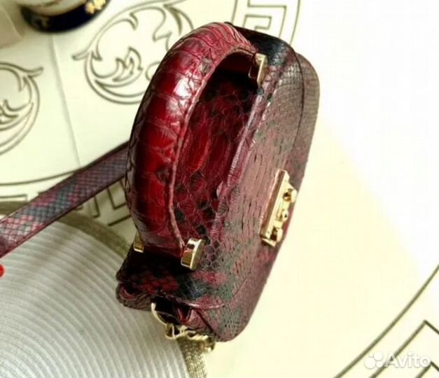 Сумка натуральная кожа питона красная