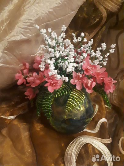 Нежный мини-букетик из бисера - ручная работа