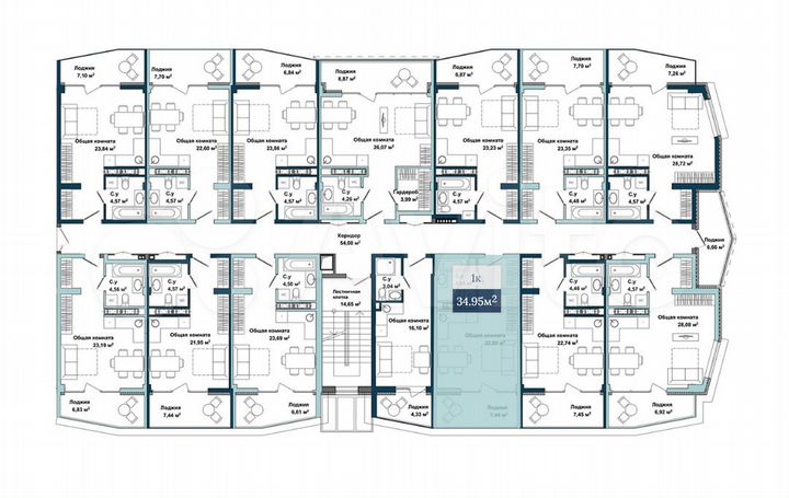 1-к. апартаменты, 35 м², 2/5 эт.