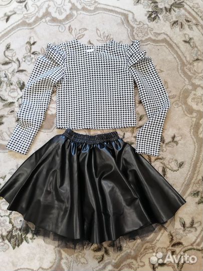 Кожаная юбка для девочки 134