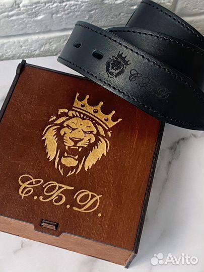 Ремень мужской с гравировкой, кожаный