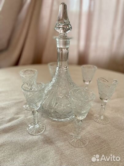 Хрусталь Чехословакия, графин, фужеры
