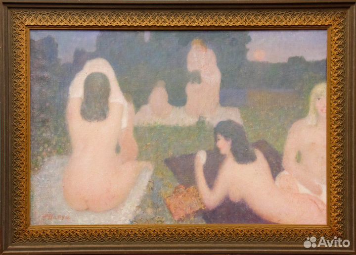 Антикварная картина. Ф. Пакун. Обнаженные