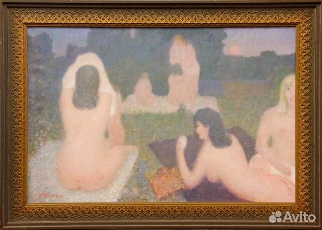 Антикварная картина. Ф. Пакун. Обнаженные