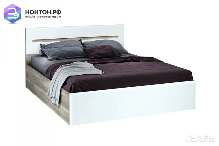 Кровать Наоми 1.6 м дуб каньон / белый глянец