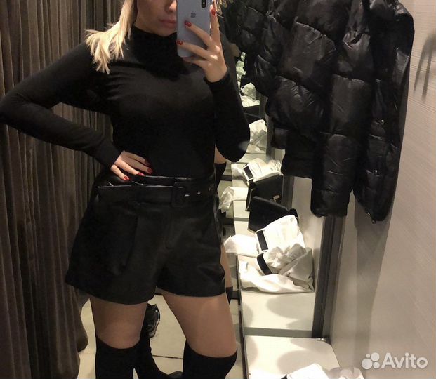 Шорты из эко кожи zara