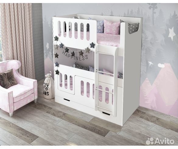 Двухъярусная кровать cо сплошным бортом дс-26