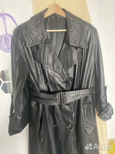 Кожаный плащ женский натуральная кожа винтаж