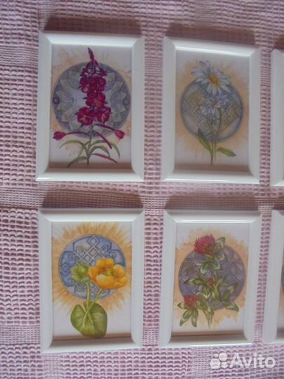 Панно 12х17 Травник белая рамка со стеклом 1 шт