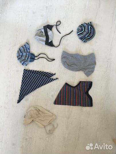 Шапки детские, шлем, бандана, шапка с завязками