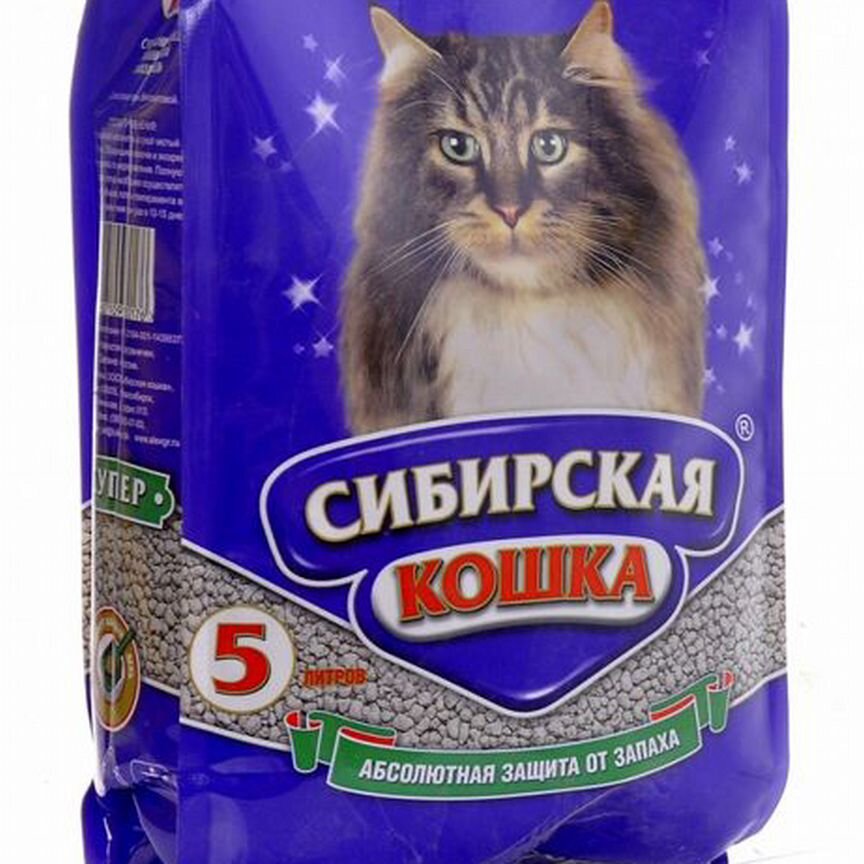 Наполнитель сибирская кошка "Супер" комкующийся - 5 л