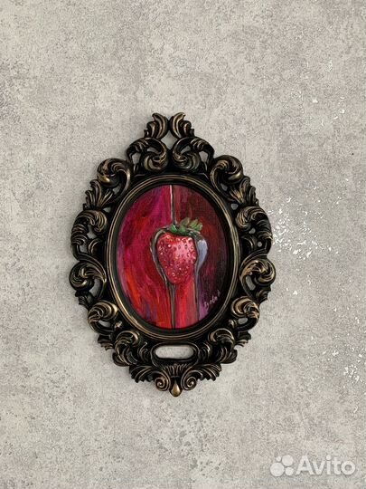 Картина маслом клубника в шоколаде 31х23 см