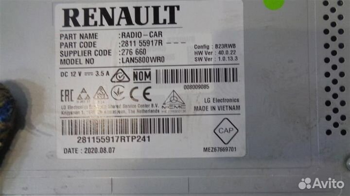 Магнитола (штатная) Renault Duster 2010 F4R, Renau