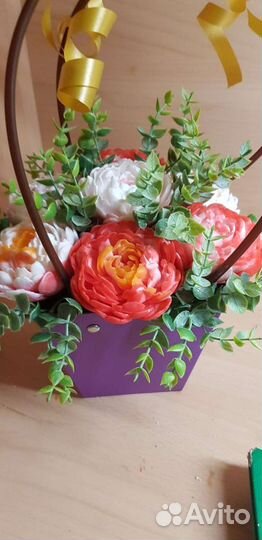 Букет пионов из мыла