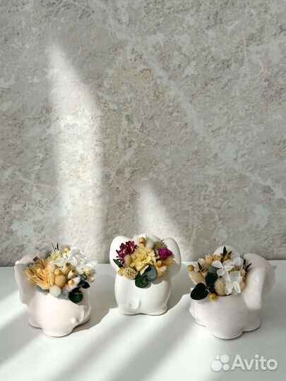 Композиция слоник с сухоцветами