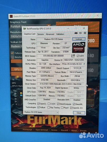 Видеокарта rx 570 8gb sapphire