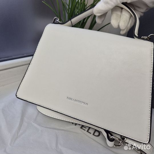 Сумка сетчел Karl Lagerfeld signature 2.0 белая