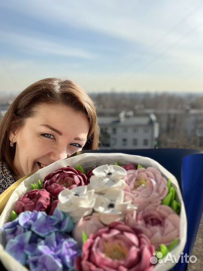 Букет из зефира Пионы и гортензии