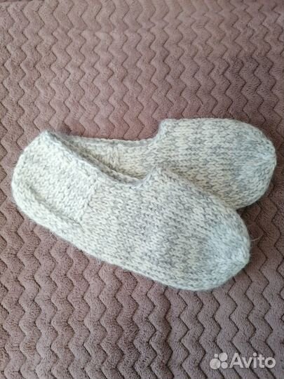 Носки, следки шерстяные, ручная вязка