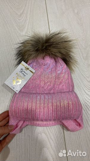 Комплект шапка шарф, шапка с нат. мехом зима