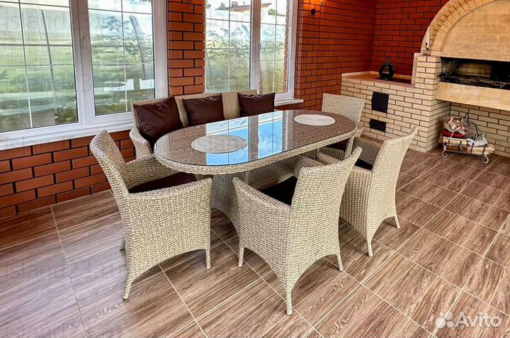 Обеденный комплект мебели из экоротанга