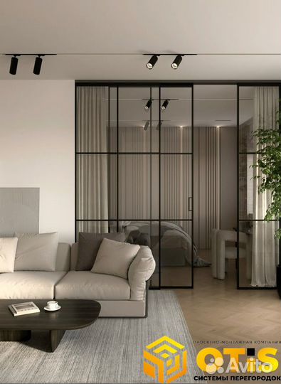 Перегородки стеклянные раздвижные