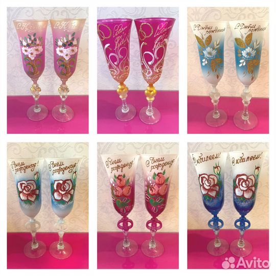 Подарочный набор фужеров ручная работа