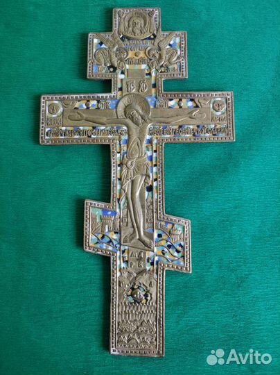 Литая икона Тронный Спас. Седьмица. Бронза. 19 век