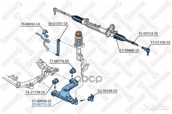 Рычаг правый Opel Astra/Zafira all 98 5700772SX