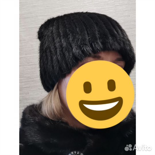 Шапка вязанная норка на трикотаже