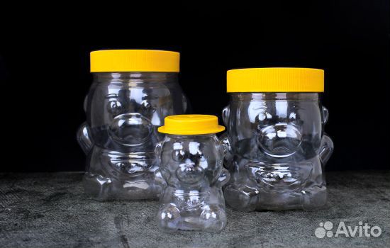 Пластиковые баночки Мишки