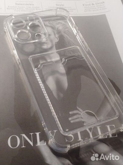 Прозрачный чехол с карманом на iPhone 13 Pro Max