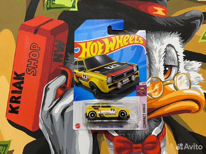 Hot wheels Honda Civic custom желтая