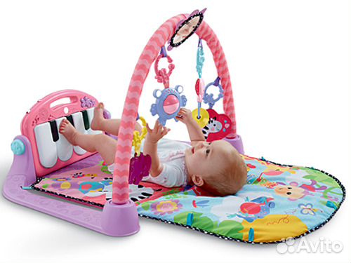 Игровой коврик с пианино fisher price розовый